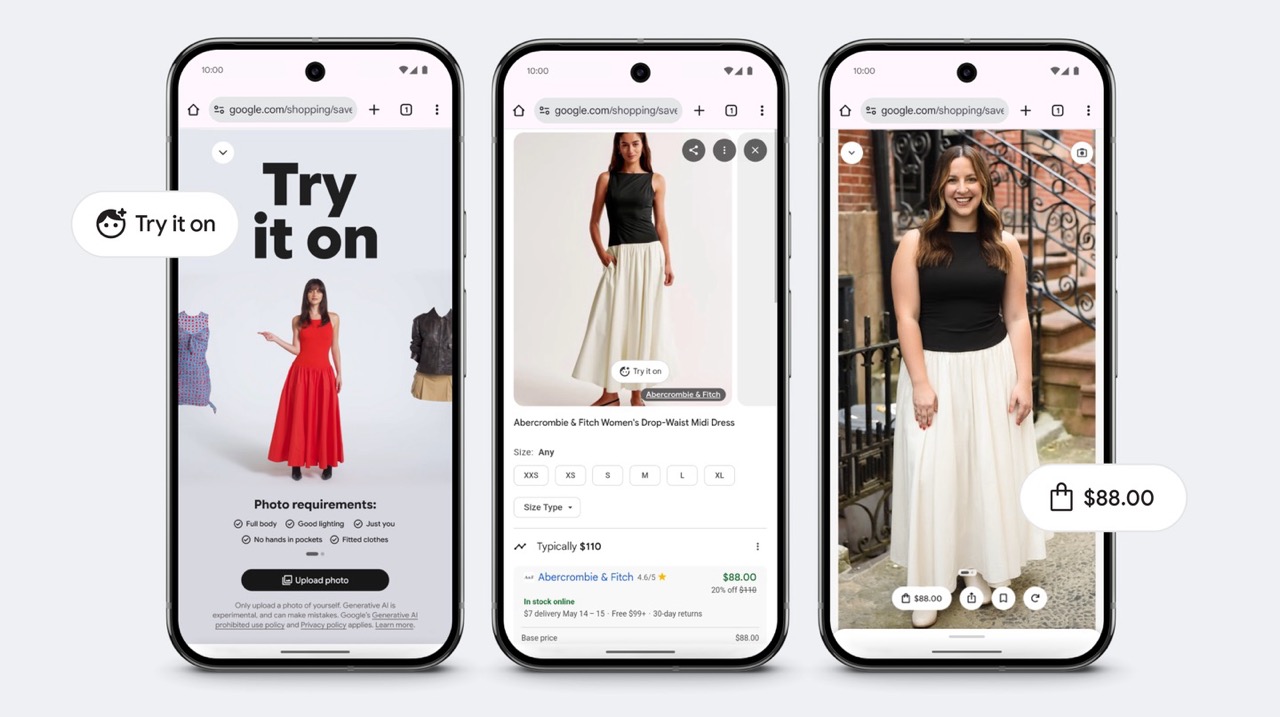 Google Virtual Try-On app showcase