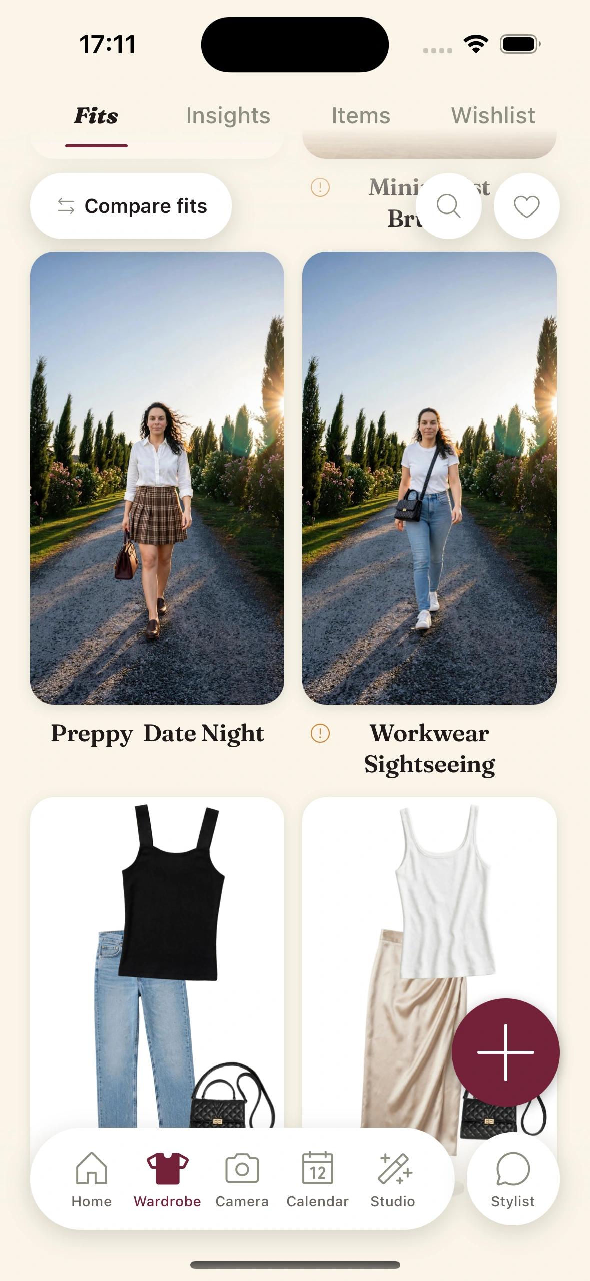 Assembling an outfit on the Clottr canvas to send for a rating
