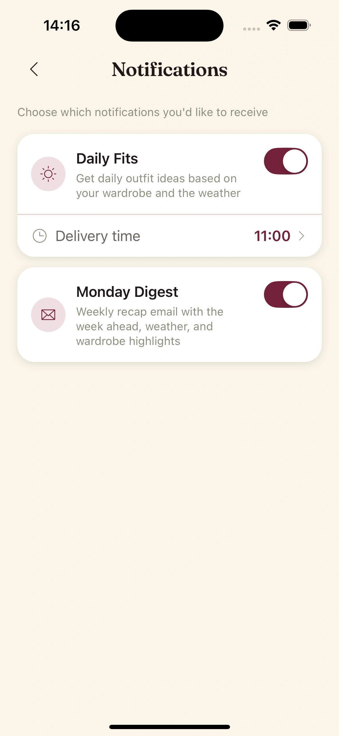 Picking ready-time and notification channels