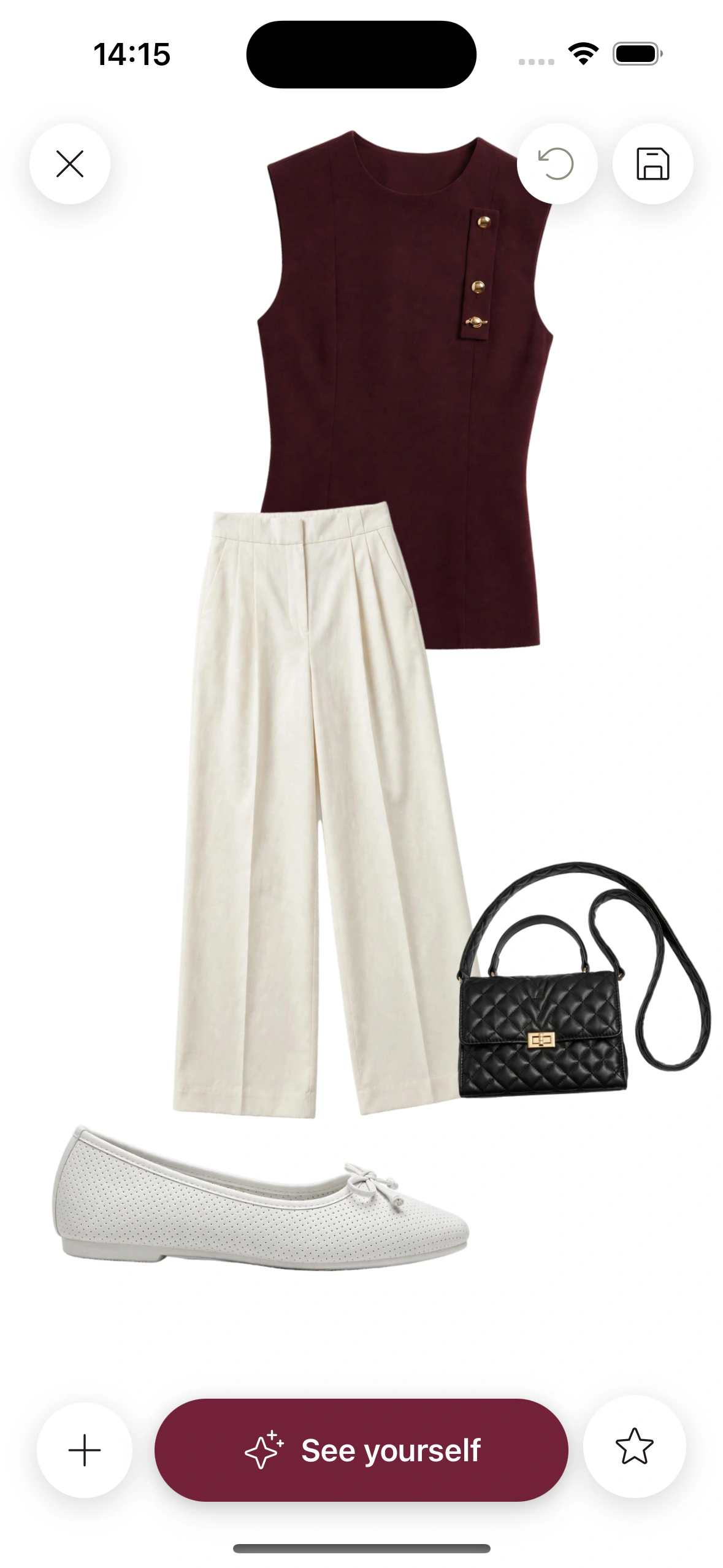 A recreated outfit assembled from the user's own wardrobe in Clottr Muse
