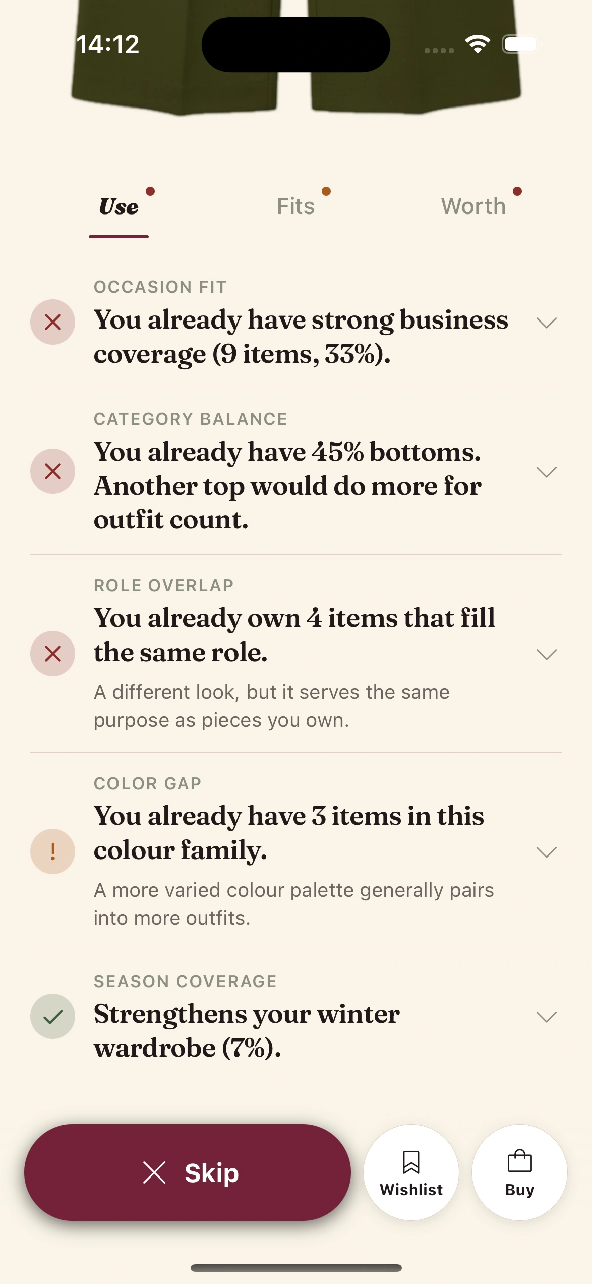 Clottr AI providing instant smart purchase decisions based on your wardrobe data