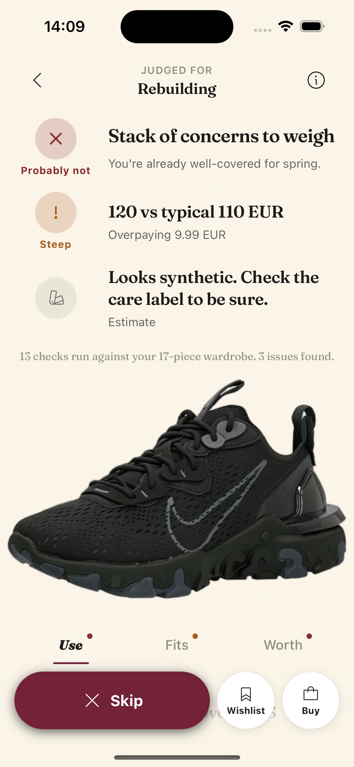 Should I Buy analyzing a candidate purchase against the user's wardrobe